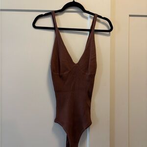 Princess Polly Chocolate Brown Sweater Tank Bodysuit